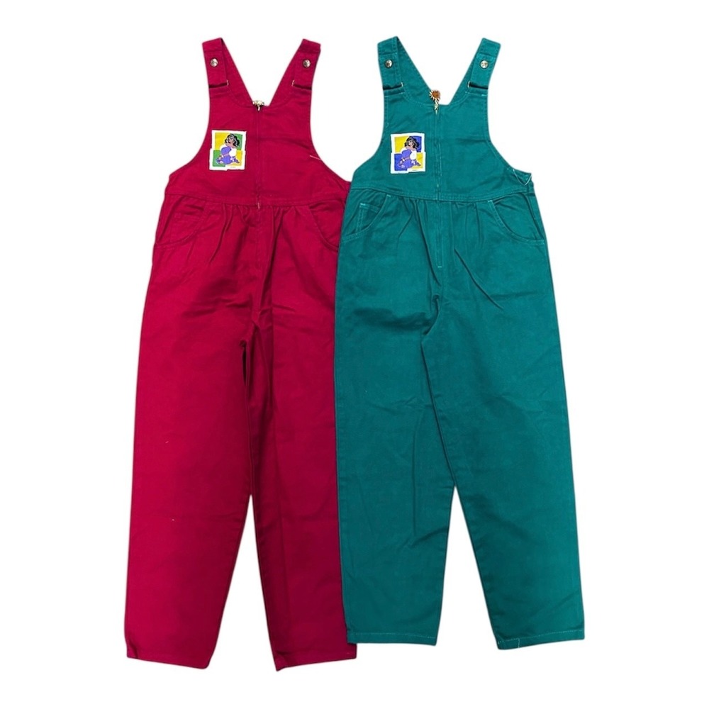 Vintage 90s Disney Esmeralda Overalls Girls Size 10 Hunchback Notre Dame Red